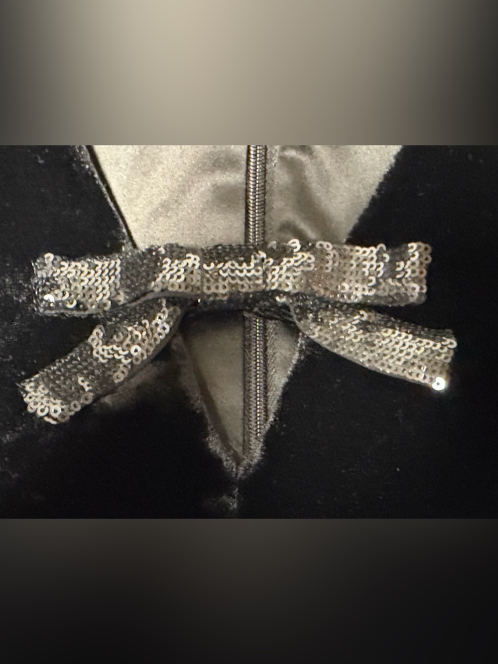 KATE SPADE SEQUIN BOW BLACK VELVET DRESS W/POCKETS SIZE 12 NWT LINED - Picture 3 of 8